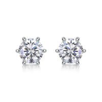 1Guardian Classic Six Claw Luxury Fashion Diamond Earrings Stud Set Mosan Diamond Silver Jewelry Prohibit Tk Sales - Diamond-Lab