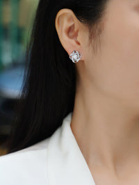 1Hope Beam Half-Carat Moissanite Stud Earrings - S925 Sterling Silver, Platinum-Plated. - Diamond-Lab