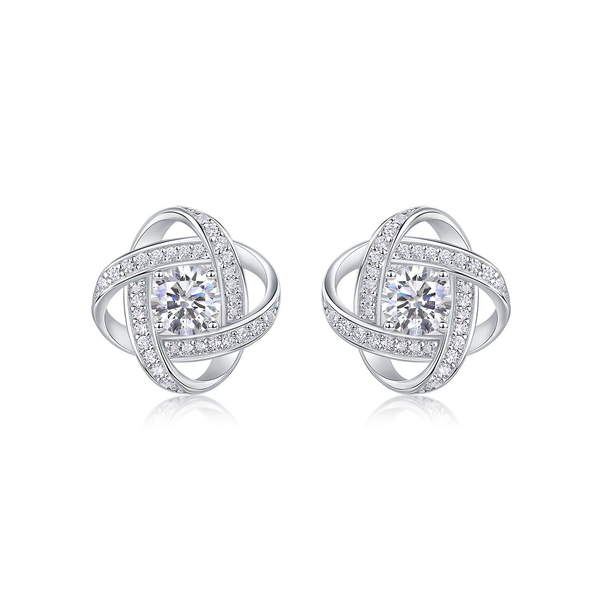 1Hope Beam Half-Carat Moissanite Stud Earrings - S925 Sterling Silver, Platinum-Plated. - Diamond-Lab
