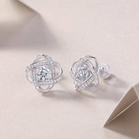1Hope Beam Half-Carat Moissanite Stud Earrings - S925 Sterling Silver, Platinum-Plated. - Diamond-Lab