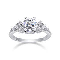 2ct moissanite ring detail shot - stone setting and band edge, 925 sterling silver