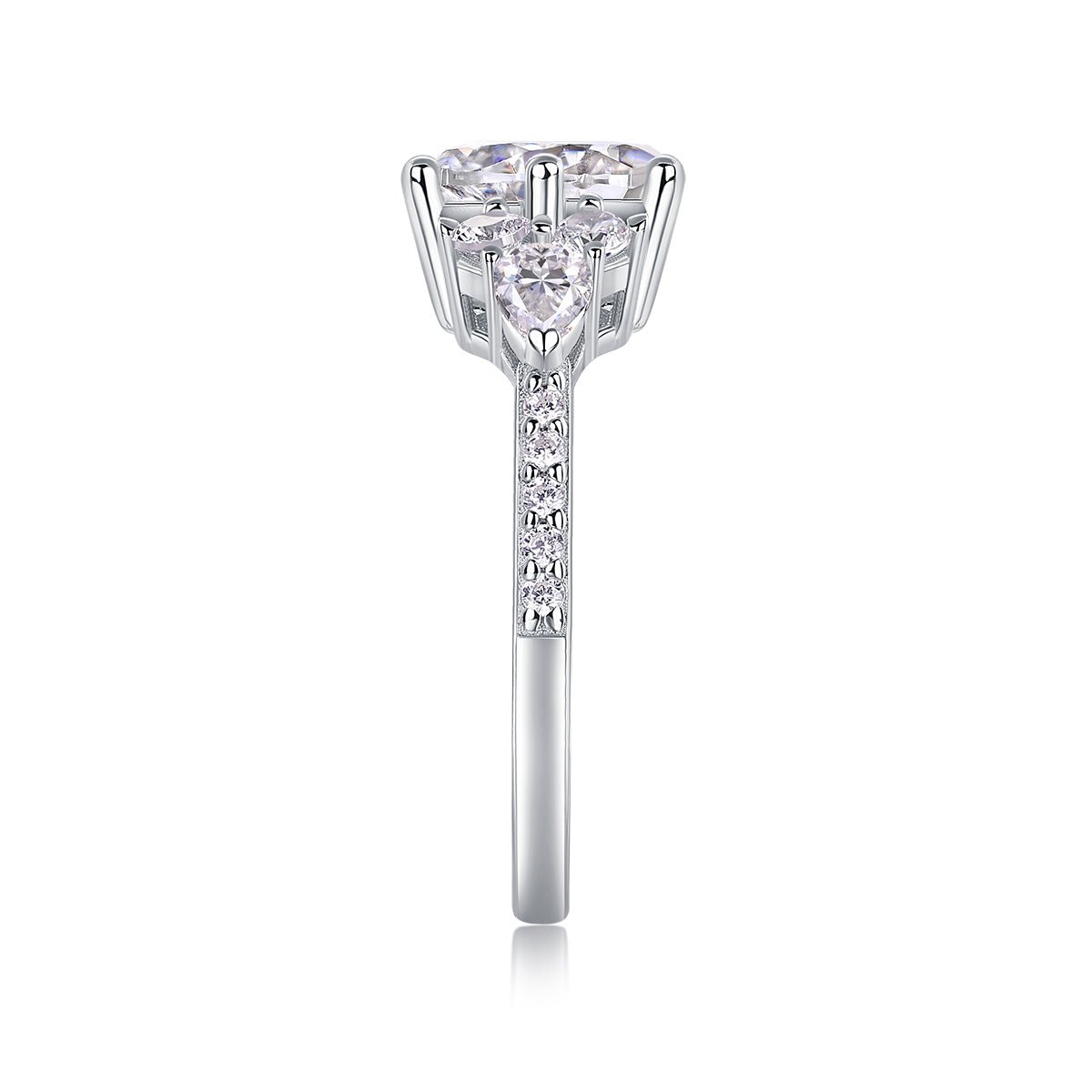 2ct moissanite ring on hand/wrist - lifestyle shot showing scale, 925 sterling silver