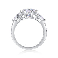 2ct moissanite ring on white background - product beauty shot, 925 sterling silver