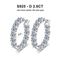 2.6CT D Color VVS1 Moissanite Hoop Earrings 925 Sterling Silver 18K White Gold Plated 26 Stones GRA Certified - Diamond - Lab