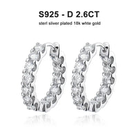 2.6CT D Color VVS1 Moissanite Hoop Earrings 925 Sterling Silver 18K White Gold Plated 26 Stones GRA Certified - Diamond - Lab