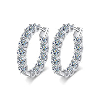 2.6CT D Color VVS1 Moissanite Hoop Earrings 925 Sterling Silver 18K White Gold Plated 26 Stones GRA Certified - Diamond - Lab