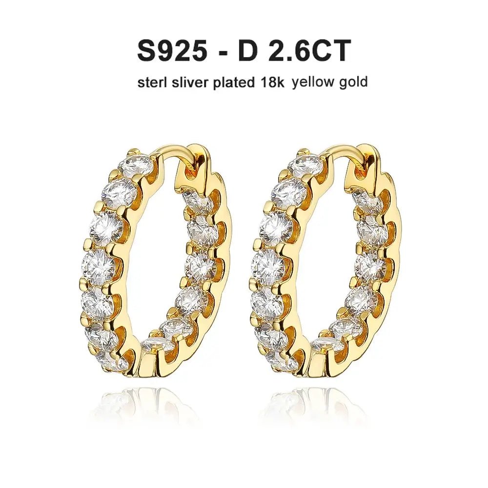 2.6CT D Color VVS1 Moissanite Hoop Earrings 925 Sterling Silver 18K White Gold Plated 26 Stones GRA Certified - Diamond - Lab