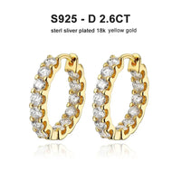 2.6CT D Color VVS1 Moissanite Hoop Earrings 925 Sterling Silver 18K White Gold Plated 26 Stones GRA Certified - Diamond - Lab