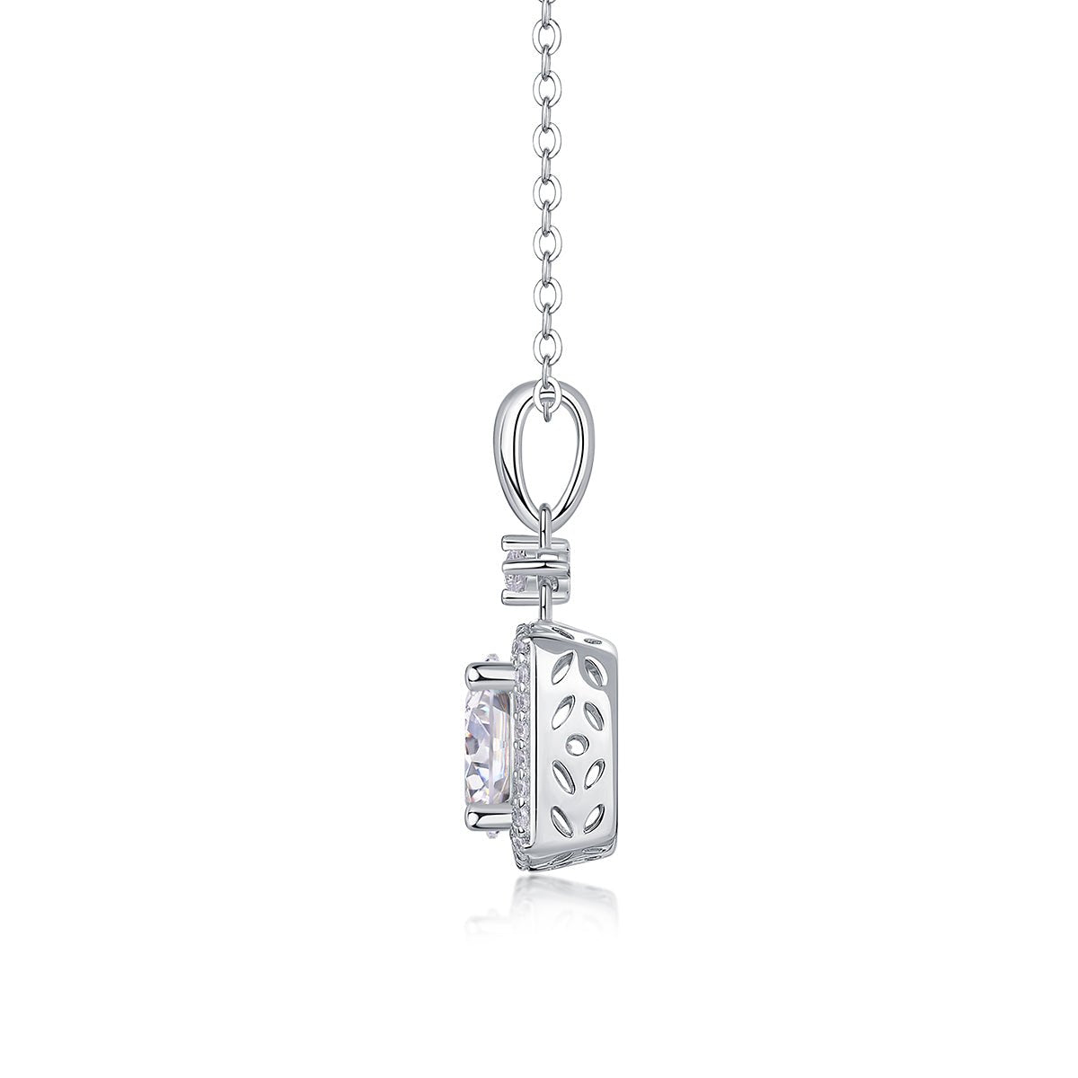 2ct Moissanite Solitaire Pendant Necklace – Platinum-Plated S925 Sterling Silver - Diamond-Lab