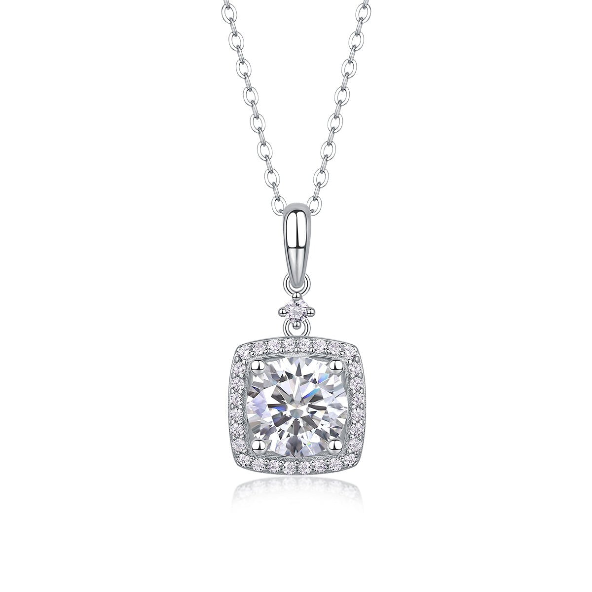 2ct Moissanite Solitaire Pendant Necklace – Platinum-Plated S925 Sterling Silver - Diamond-Lab