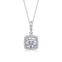2ct Moissanite Solitaire Pendant Necklace – Platinum-Plated S925 Sterling Silver - Diamond-Lab