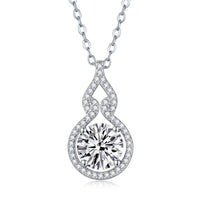 2ct Moissanite Solitaire Pendant Necklace – Platinum-Plated S925 Sterling Silver - Diamond-Lab