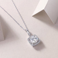 2ct Moissanite Solitaire Pendant Necklace – Platinum-Plated S925 Sterling Silver - Diamond-Lab