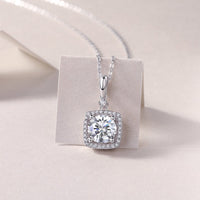 2ct Moissanite Solitaire Pendant Necklace – Platinum-Plated S925 Sterling Silver - Diamond-Lab