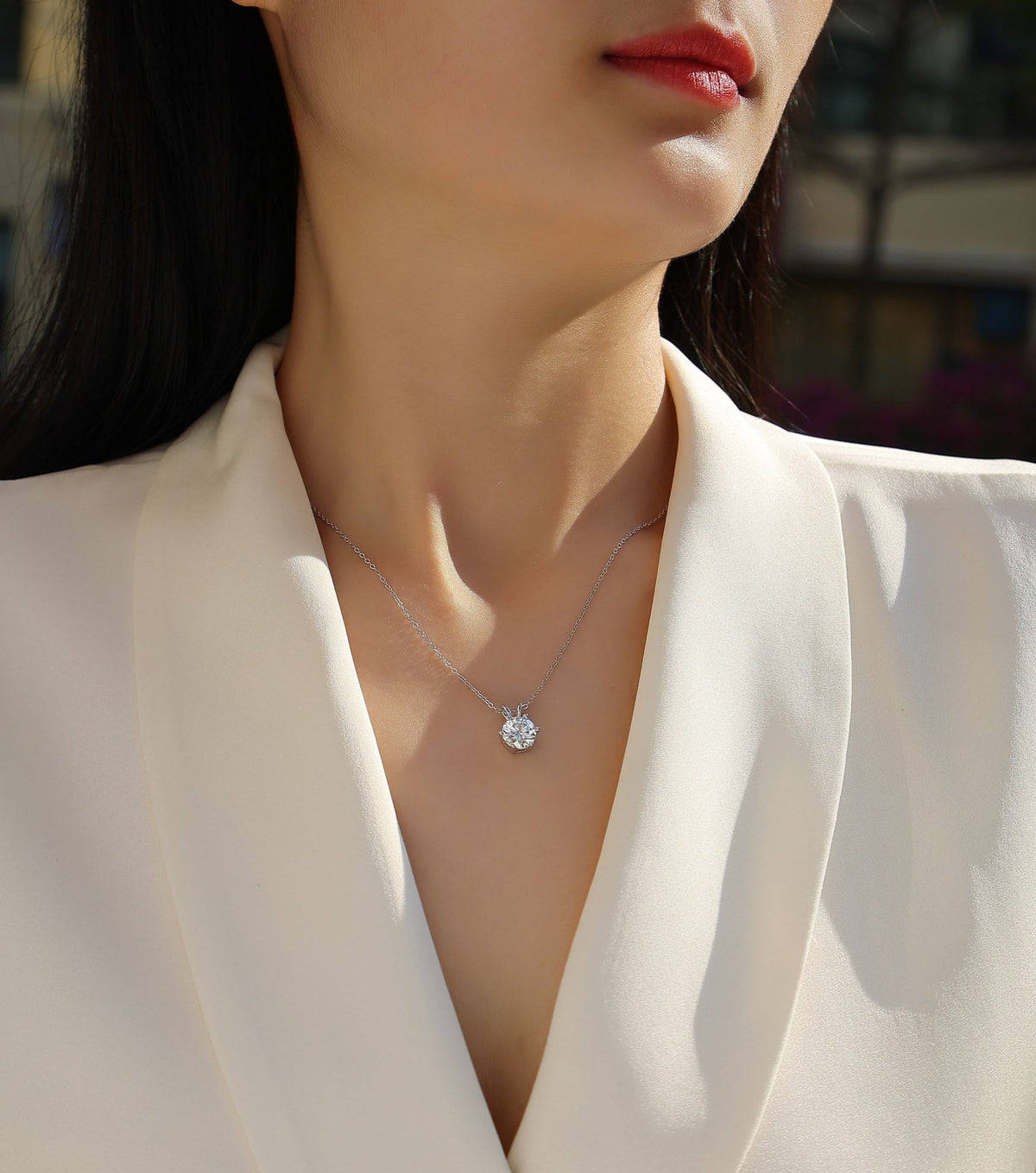 2ct Moissanite Solitaire Pendant Necklace – S925 Sterling Silver (Golden / Platinum / Rose Gold) - Diamond-Lab