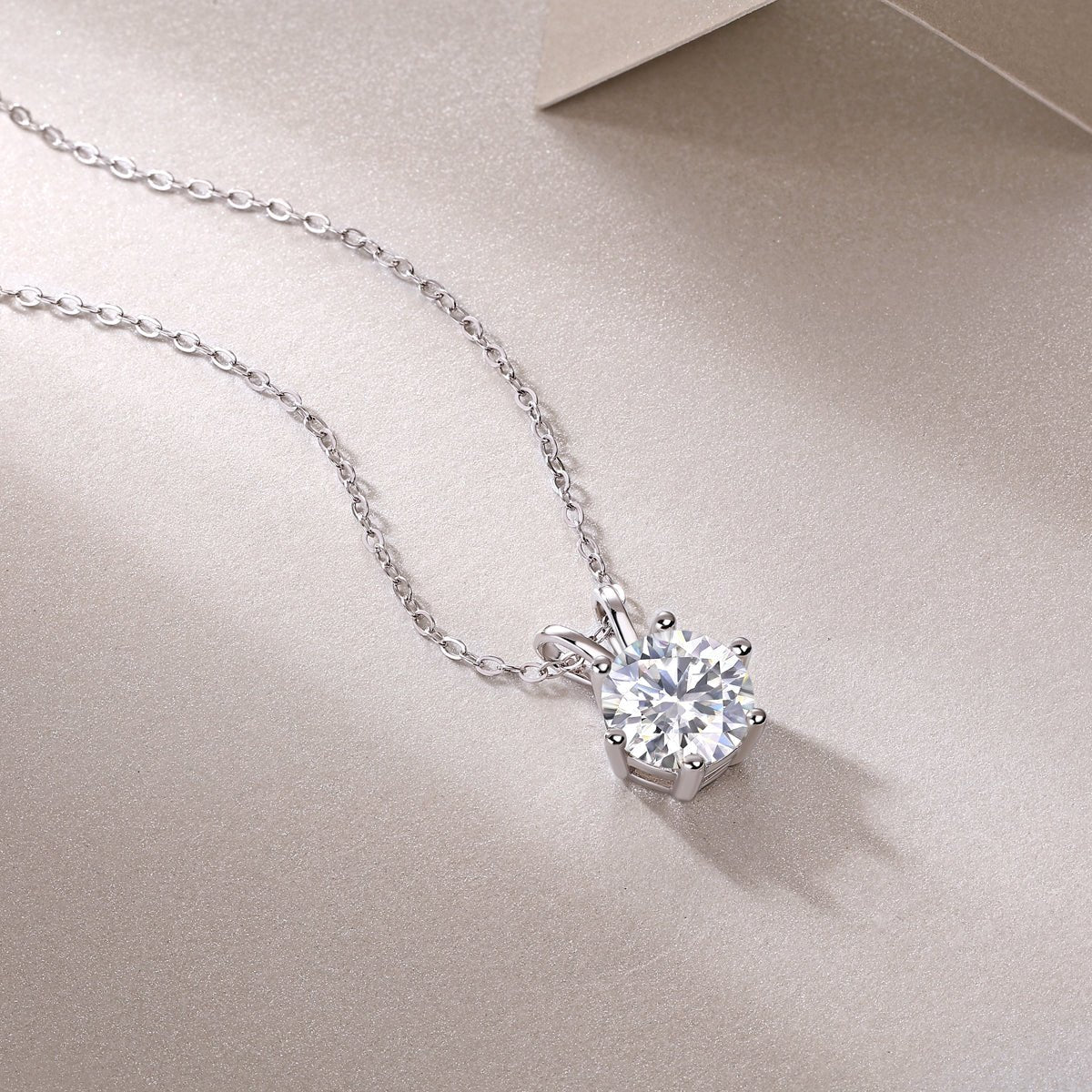 2ct Moissanite Solitaire Pendant Necklace – S925 Sterling Silver (Golden / Platinum / Rose Gold) - Diamond-Lab