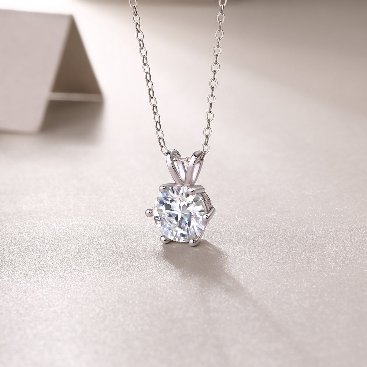2ct Moissanite Solitaire Pendant Necklace – S925 Sterling Silver (Golden / Platinum / Rose Gold) - Diamond-Lab