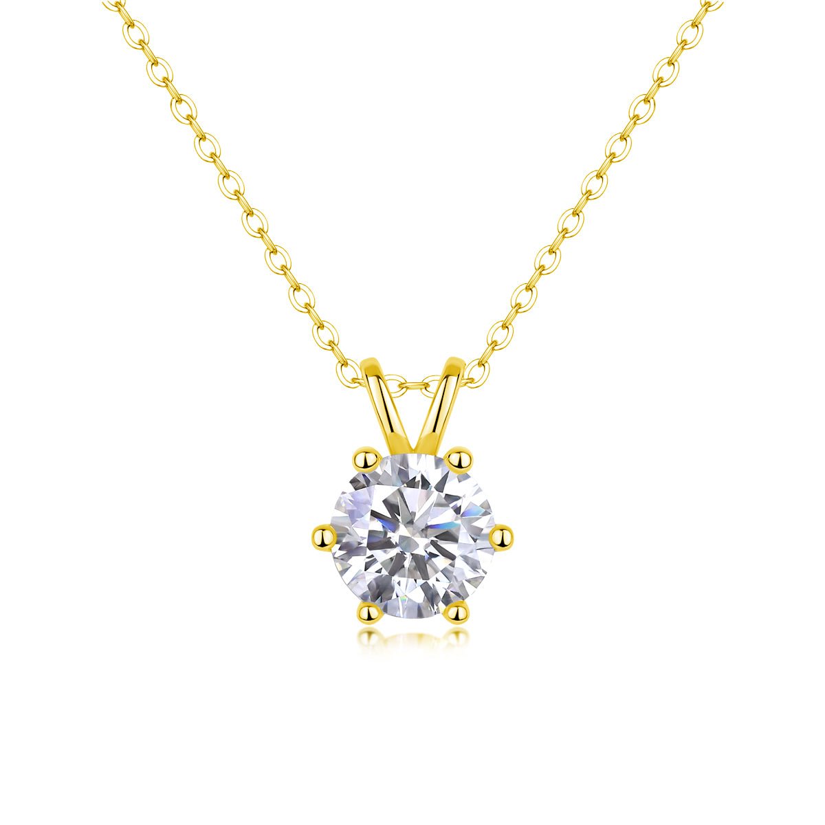 2ct Moissanite Solitaire Pendant Necklace – S925 Sterling Silver (Golden / Platinum / Rose Gold) - Diamond-Lab