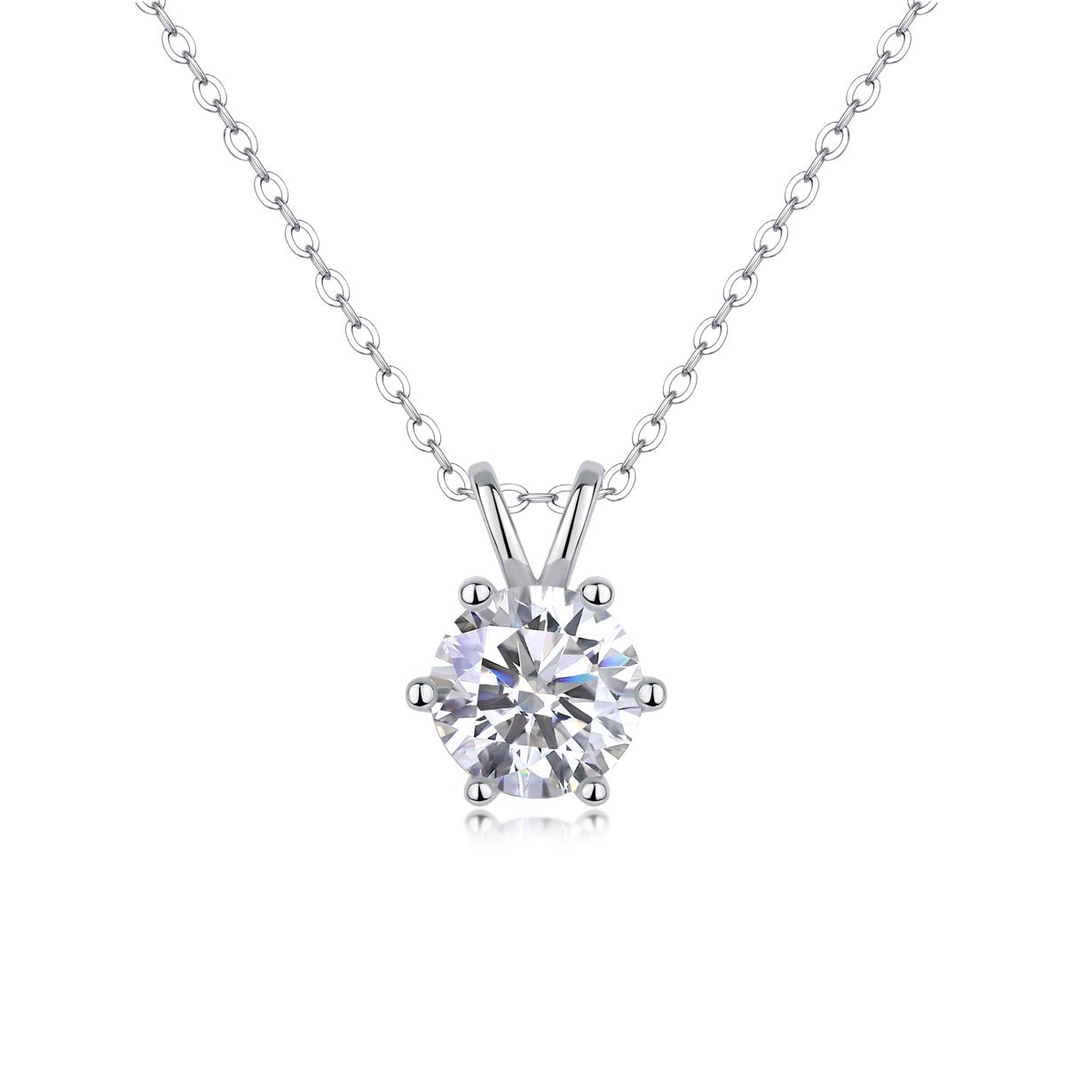 2ct Moissanite Solitaire Pendant Necklace – S925 Sterling Silver (Golden / Platinum / Rose Gold) - Diamond-Lab