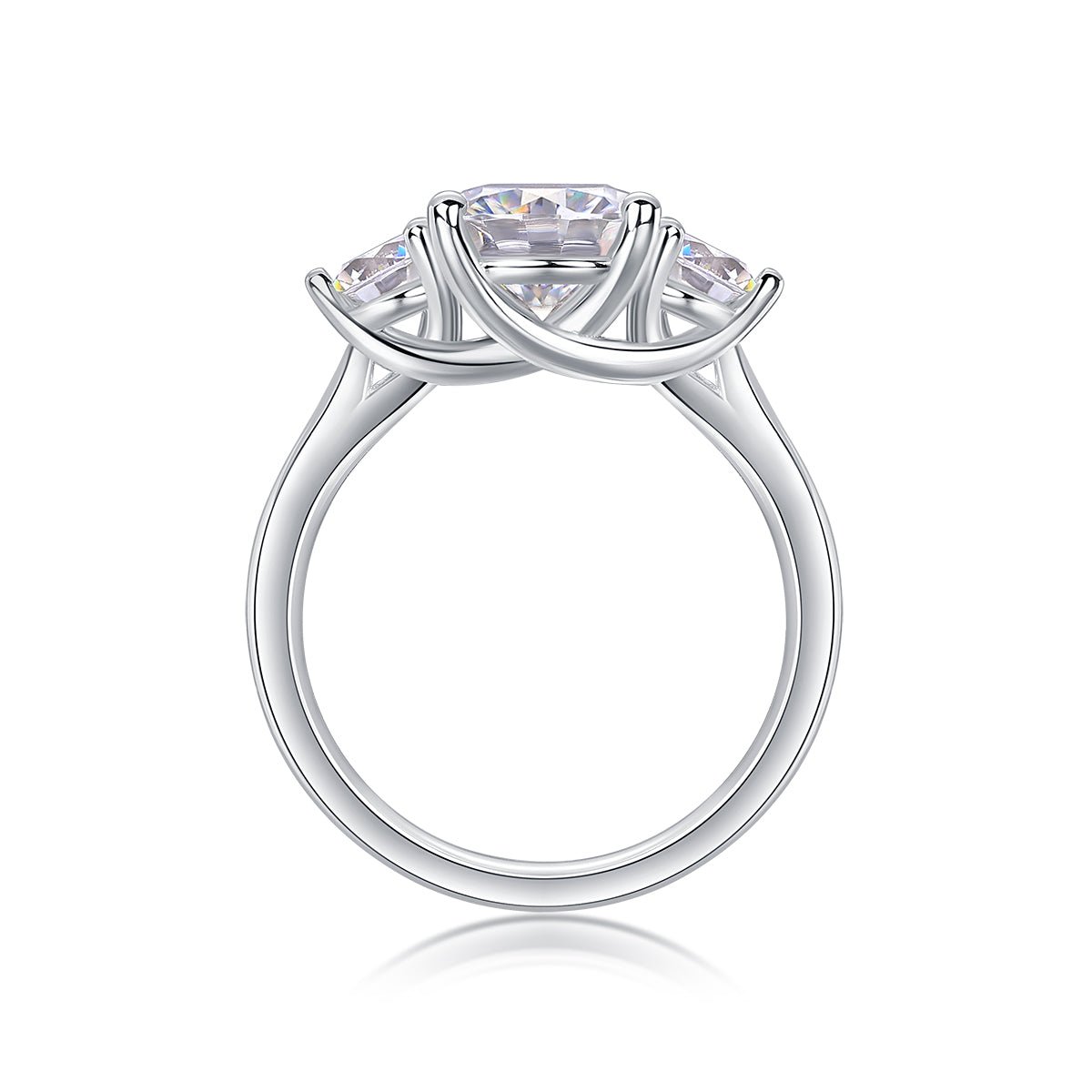 Three-stone ring on hand/wrist - lifestyle shot showing three-stone effect, 925 sterling silver