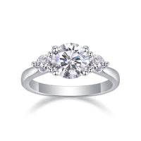 Three-stone ring on white background - product beauty shot, 925 sterling silver