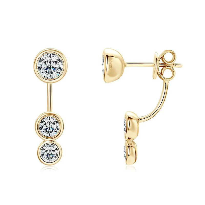 2CT Plant Pattern D VVS1 Moissanite Stud Earrings 925 Sterling Silver 18K White Gold Plated 8 Hearts 8 Arrows GRA Certified - Diamond - Lab