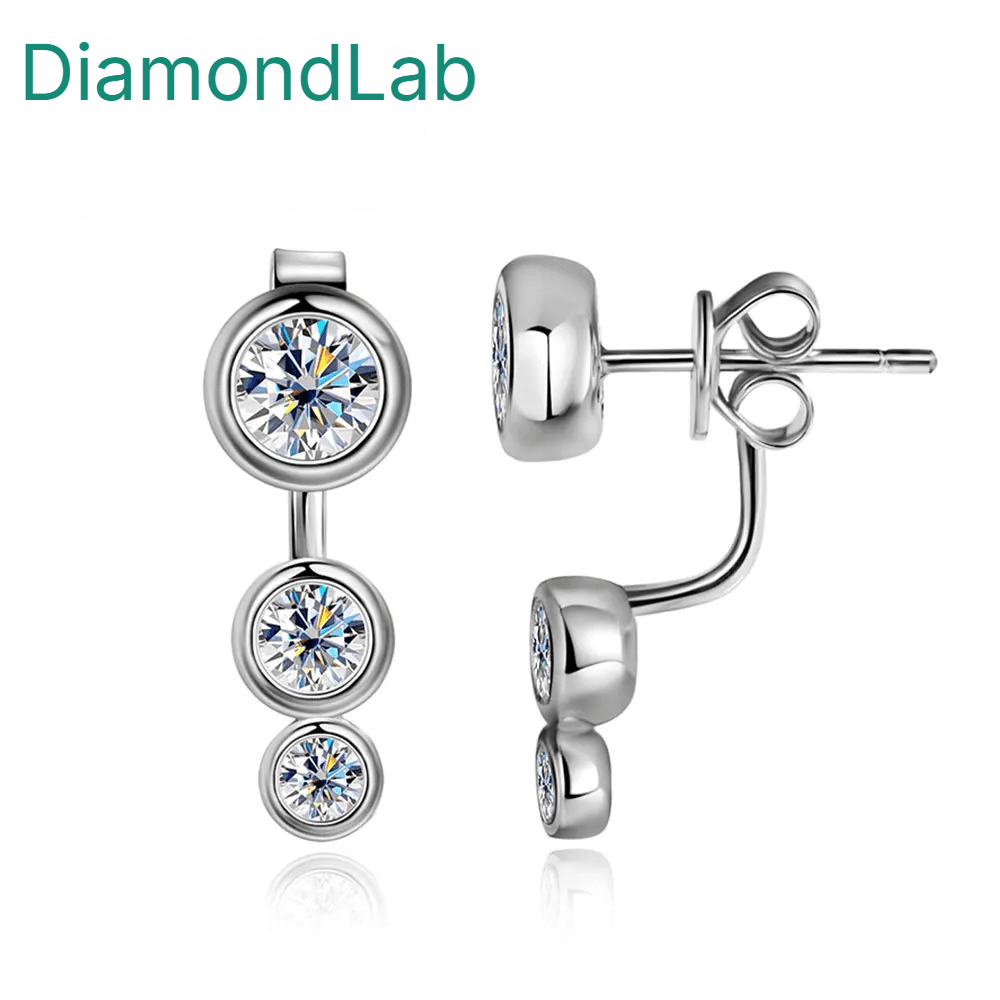 2CT Plant Pattern D VVS1 Moissanite Stud Earrings 925 Sterling Silver 18K White Gold Plated 8 Hearts 8 Arrows GRA Certified - Diamond - Lab