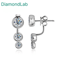 2CT Plant Pattern D VVS1 Moissanite Stud Earrings 925 Sterling Silver 18K White Gold Plated 8 Hearts 8 Arrows GRA Certified - Diamond - Lab