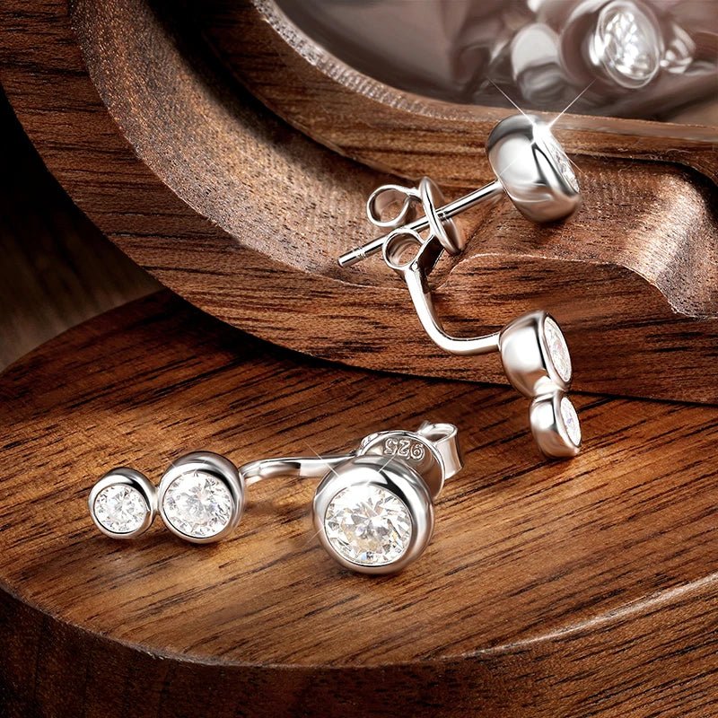 2CT Plant Pattern D VVS1 Moissanite Stud Earrings 925 Sterling Silver 18K White Gold Plated 8 Hearts 8 Arrows GRA Certified - Diamond - Lab