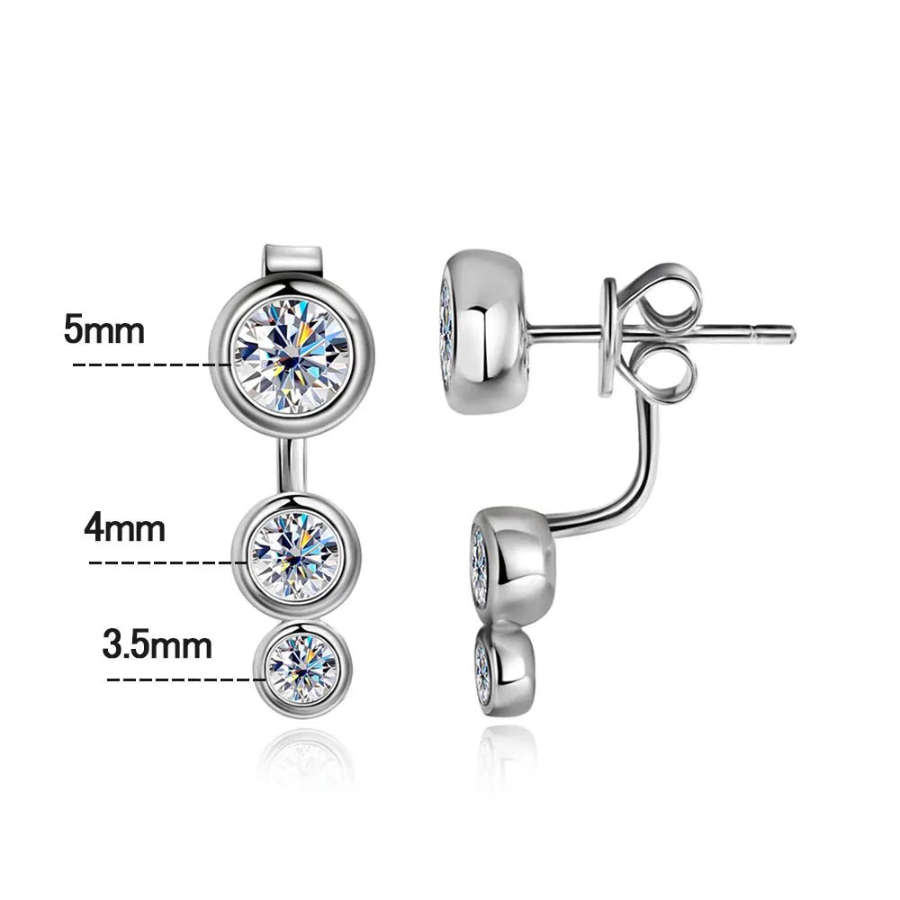 2CT Plant Pattern D VVS1 Moissanite Stud Earrings 925 Sterling Silver 18K White Gold Plated 8 Hearts 8 Arrows GRA Certified - Diamond - Lab