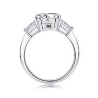 3ct moissanite ring additional angle - showing stone brilliance, platinum-plated 925 sterling silver