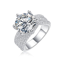5ct moissanite ring on hand/wrist - lifestyle shot showing large stone scale, 925 sterling silver