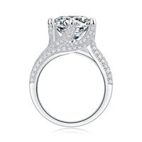 5ct moissanite ring on white background - product beauty shot, 925 sterling silver