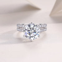 Bridal ring set detail shot - band edge and stone setting, 925 sterling silver