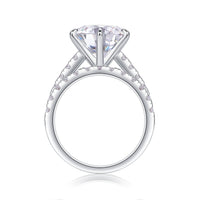 5ct moissanite bridal ring set front view - matching bands with moissanite accents, 925 sterling silver
