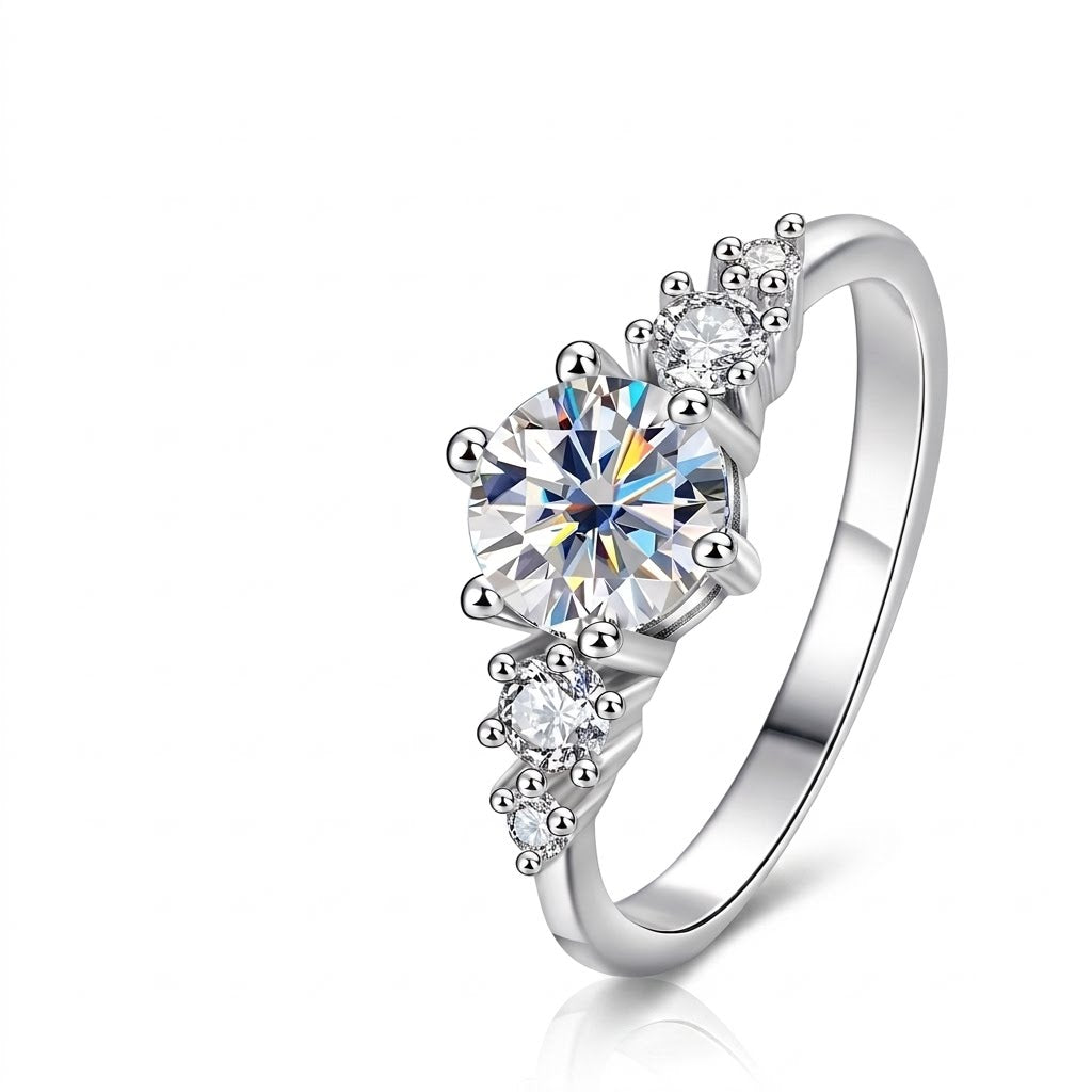 1CT D Color Moissanite Rings for Women Sparkling Diamond Engagement Wedding jewelry with GRA 925 Sliver Plated 18k Ring