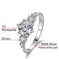 1CT D Color Moissanite Rings for Women Sparkling Diamond Engagement Wedding jewelry with GRA 925 Sliver Plated 18k Ring