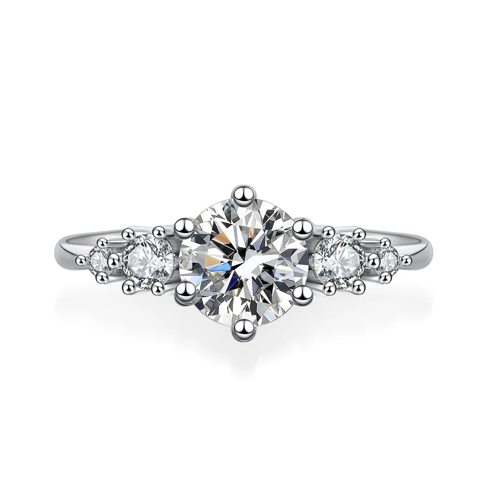 1CT D Color Moissanite Rings for Women Sparkling Diamond Engagement Wedding jewelry with GRA 925 Sliver Plated 18k Ring