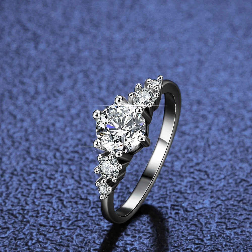 1CT D Color Moissanite Rings for Women Sparkling Diamond Engagement Wedding jewelry with GRA 925 Sliver Plated 18k Ring