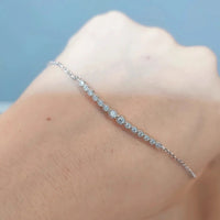 Adjustable Tennis Bracelet 4mm Moissanite D VVS1 Sterling Silver 18K White Gold Plated Women Wedding Jewelry - Diamond - Lab