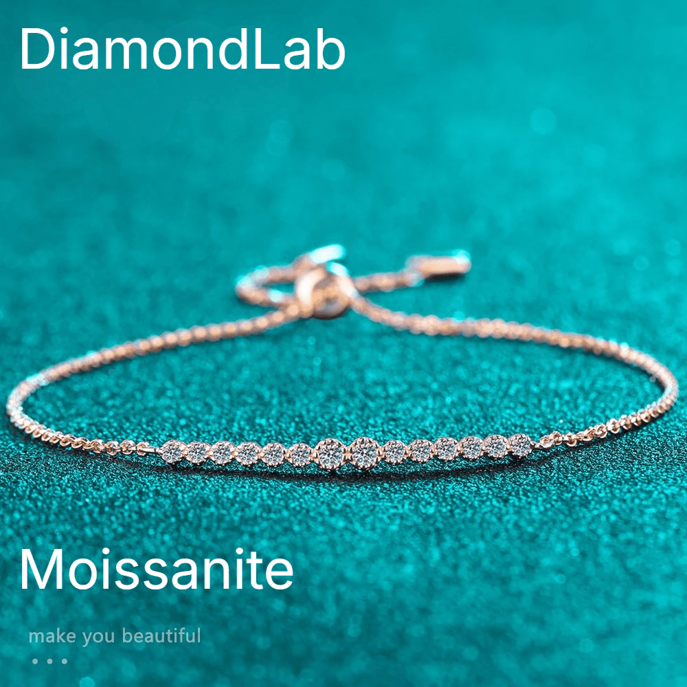 Adjustable Tennis Bracelet 4mm Moissanite D VVS1 Sterling Silver 18K White Gold Plated Women Wedding Jewelry - Diamond - Lab