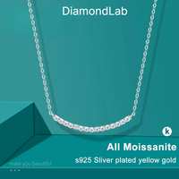 All Moissanite Tennis Necklace VVS1 D Color 18k Yellow Gold Plated Diamond Trending Tennis Moissanite Necklaces All Stone 925 Silver - Diamond - Lab