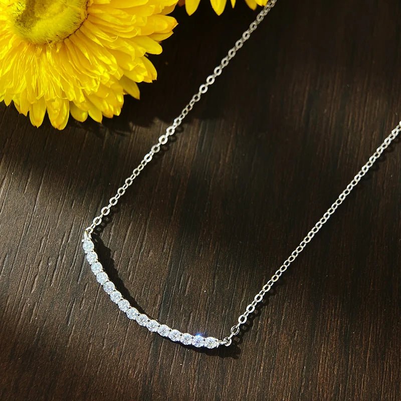 All Moissanite Tennis Necklace VVS1 D Color 18k Yellow Gold Plated Diamond Trending Tennis Moissanite Necklaces All Stone 925 Silver - Diamond - Lab