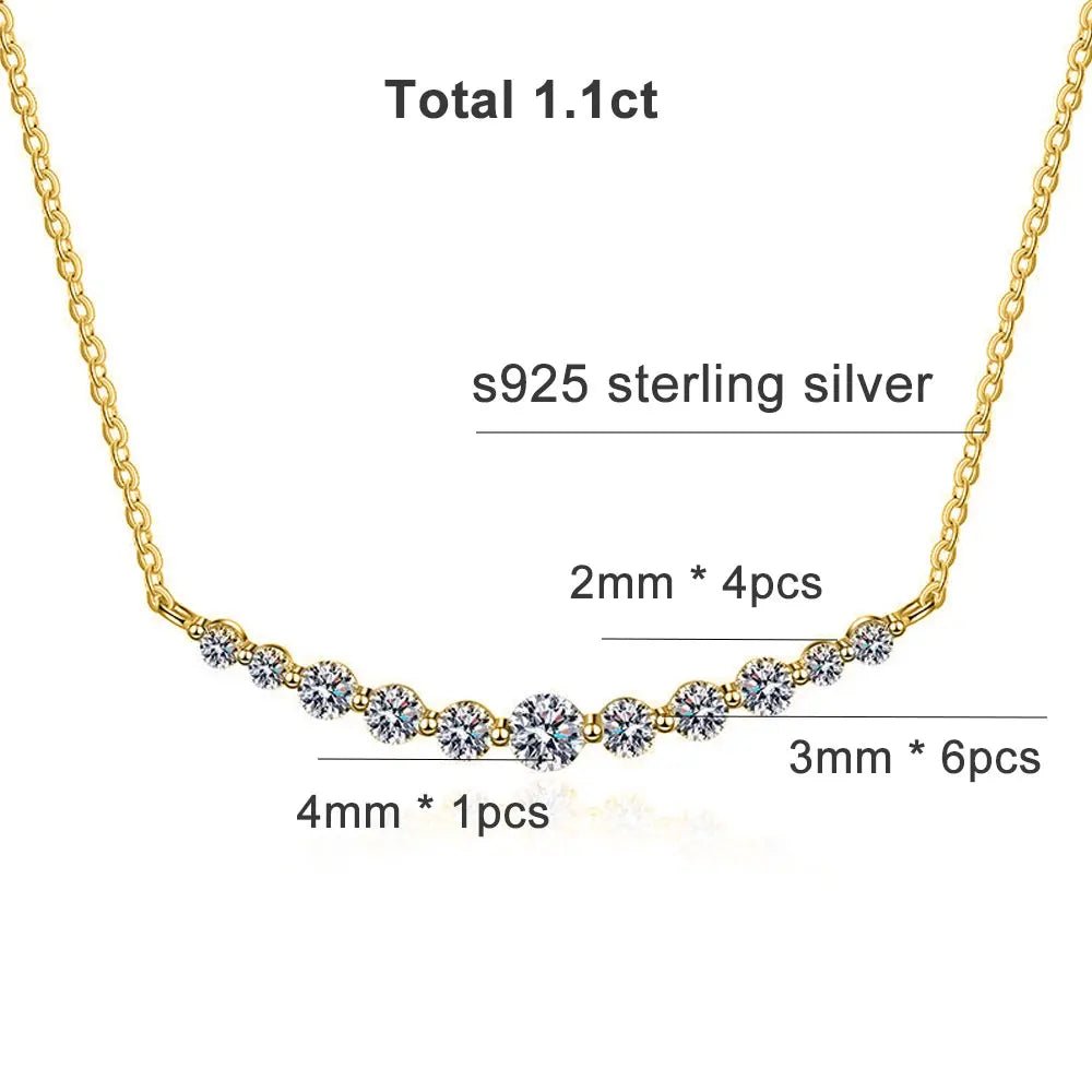 All Moissanite Tennis Necklace VVS1 D Color 18k Yellow Gold Plated Diamond Trending Tennis Moissanite Necklaces All Stone 925 Silver - Diamond - Lab