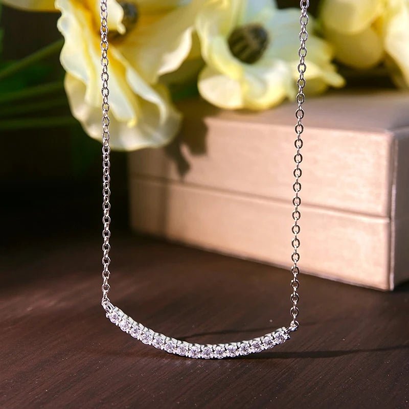 All Moissanite Tennis Necklace VVS1 D Color 18k Yellow Gold Plated Diamond Trending Tennis Moissanite Necklaces All Stone 925 Silver - Diamond - Lab