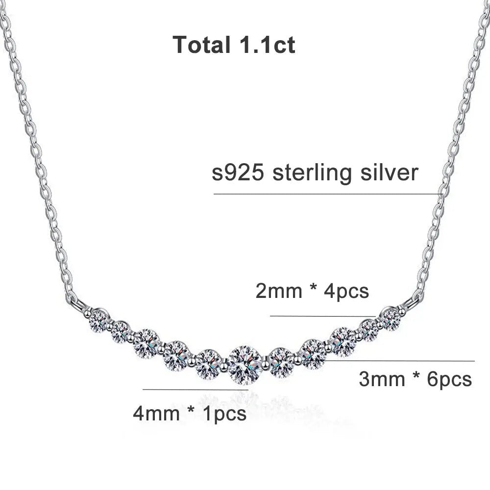 All Moissanite Tennis Necklace VVS1 D Color 18k Yellow Gold Plated Diamond Trending Tennis Moissanite Necklaces All Stone 925 Silver - Diamond - Lab