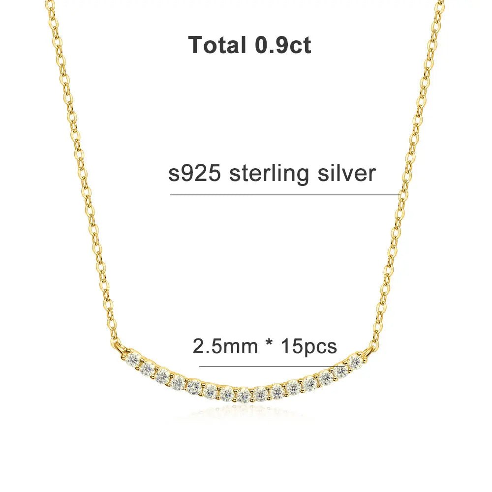 All Moissanite Tennis Necklace VVS1 D Color 18k Yellow Gold Plated Diamond Trending Tennis Moissanite Necklaces All Stone 925 Silver - Diamond - Lab