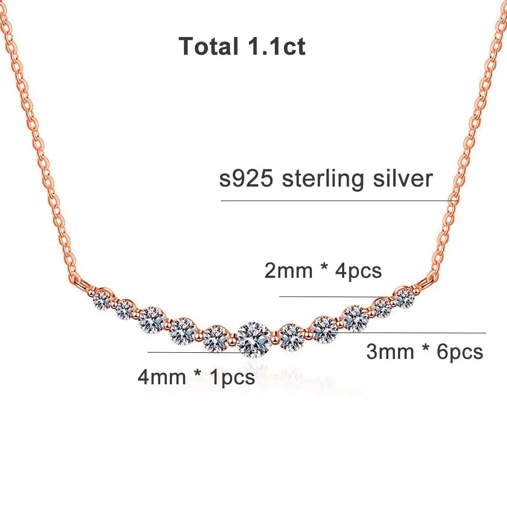 All Moissanite Tennis Necklace VVS1 D Color 18k Yellow Gold Plated Diamond Trending Tennis Moissanite Necklaces All Stone 925 Silver - Diamond - Lab