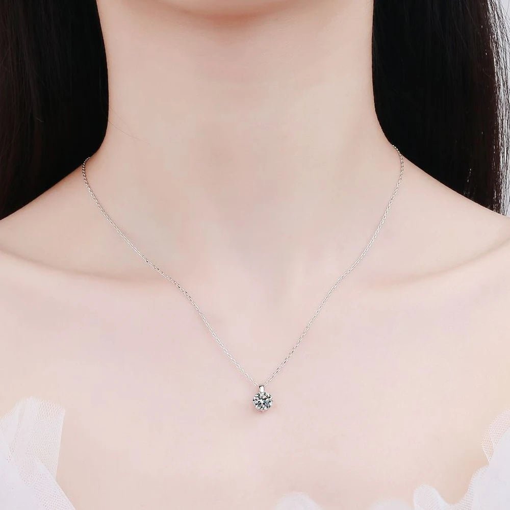 Ball Moissanite Necklace 1ct 2ct VVS1 D Color 925 Sterling Silver O - Chain Pendant Women with GRA Certificate - Diamond - Lab