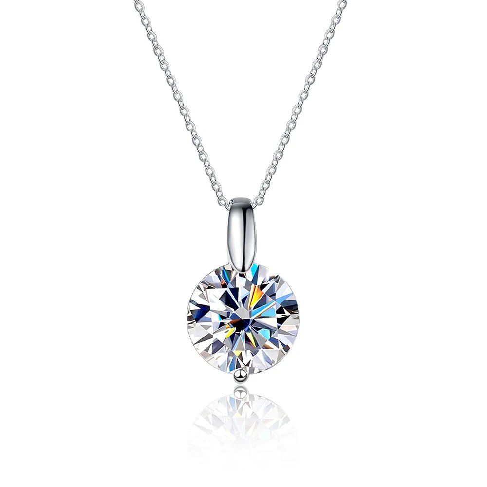 Ball Moissanite Necklace 1ct 2ct VVS1 D Color 925 Sterling Silver O - Chain Pendant Women with GRA Certificate - Diamond - Lab